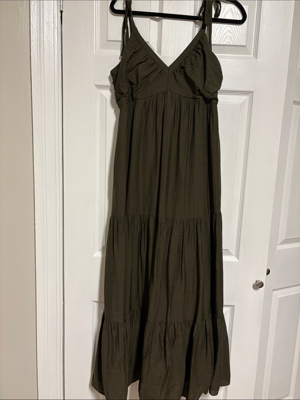 Express Olive Tie-Strap Maxi Dress
